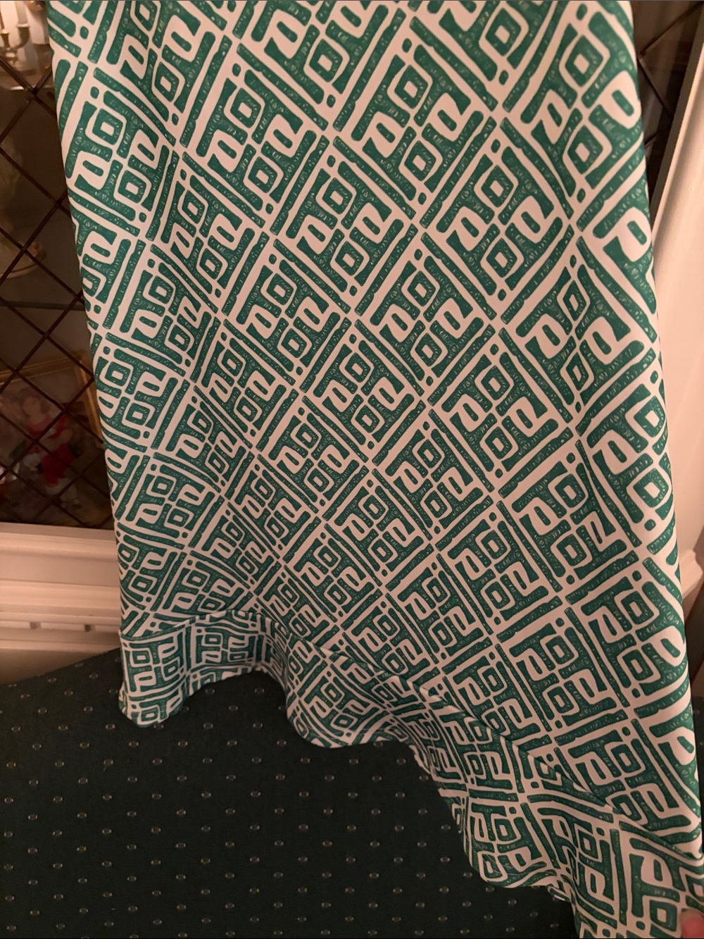 Sleeveless Geometric A-Line Dress in Teal and White size Small - Picture 2 of 3